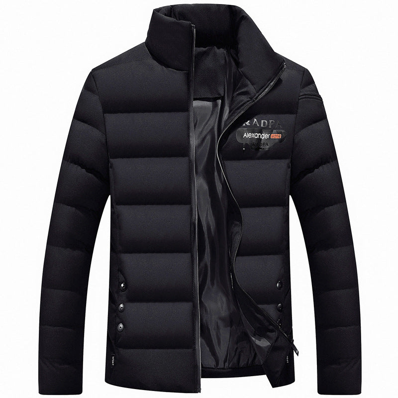 Thick Padded Jacket Stand Up Collar For Slim Fit And Warmth