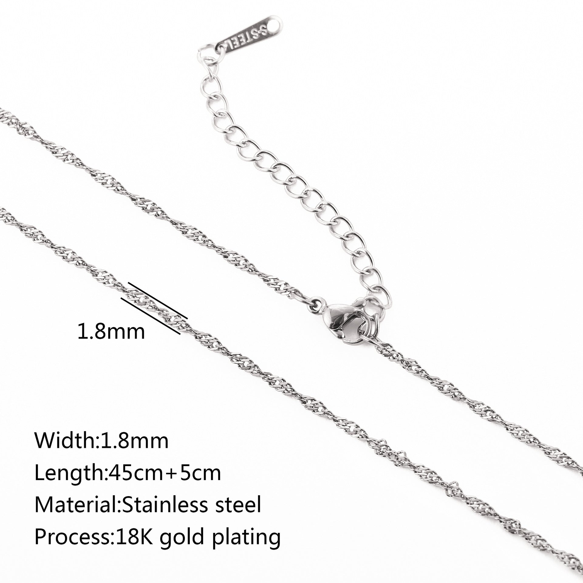 Free Stainless Steel Vacuum Vapor Plating 18K Gold Color Protection Lip Chain Accessories