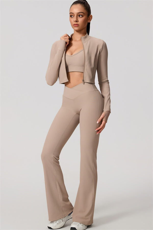 The Daze Zip Jacket Flared Leggings 2-Piece Set