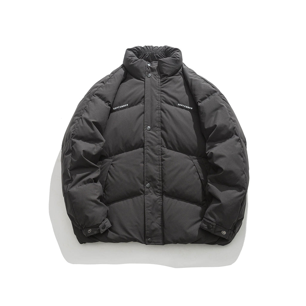 Men's Fashion Simple Raglan Sleeve Printing Stand-up Collar Down Jacket