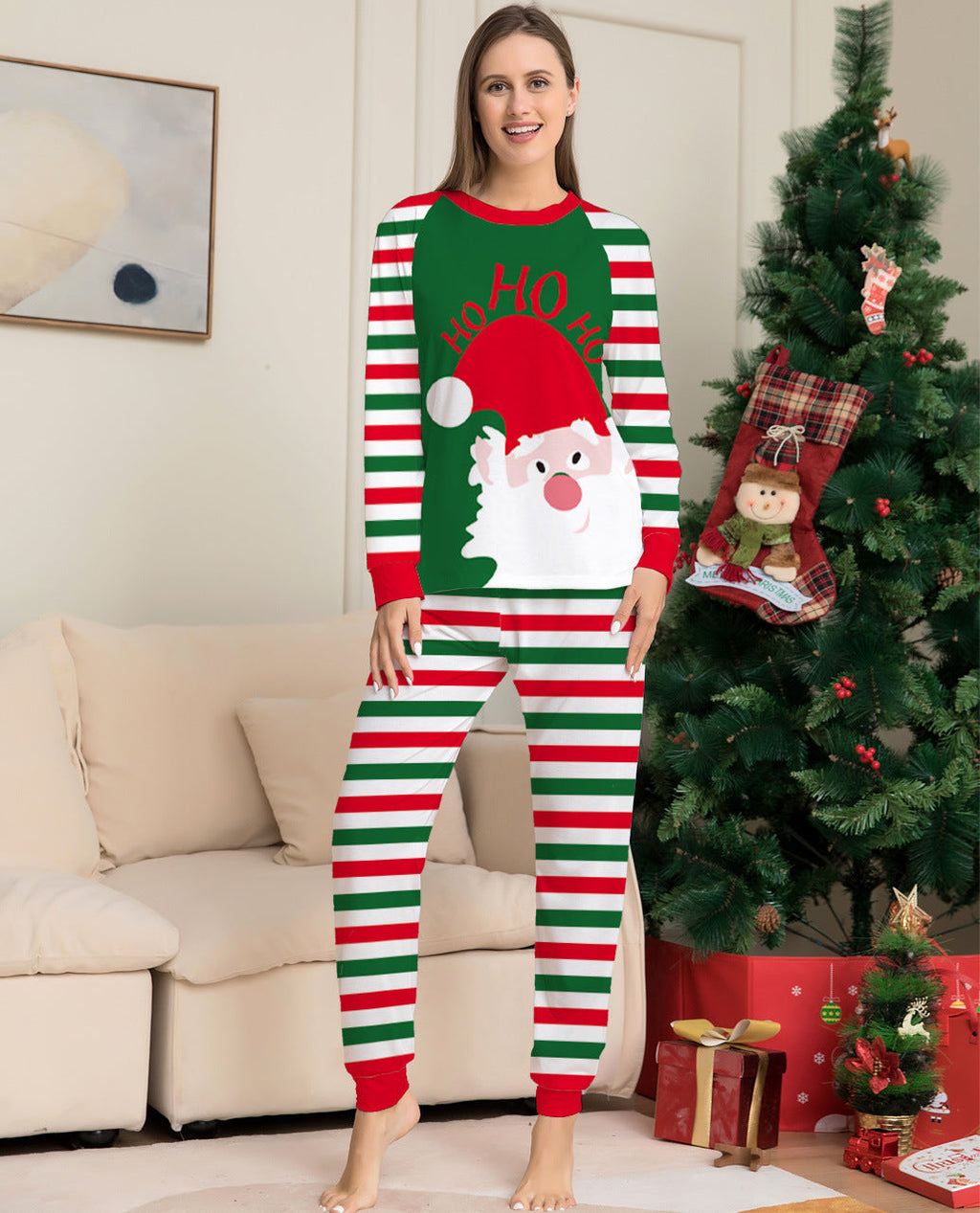 Family Pajamas Matching Sets Red Stripe Xmas Holiday Sleepwear Jammies Long Sleeve PJs Outfits