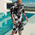 Sporty Digital Print Men's T-Shirt Set