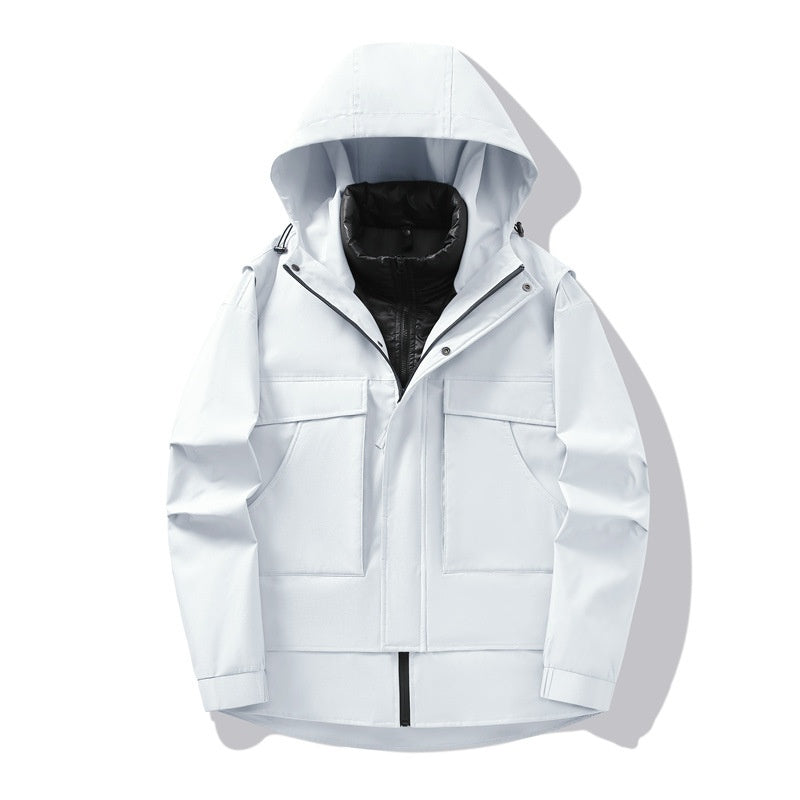 3-in-1 Waterproof Winter Jacket for Men & Women - Removable Down Liner Hooded Windbreaker (5000mm, 90 White Duck Down) - S-6XL