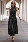 Halter Polka Dot Polka Dot Maxi Dress
