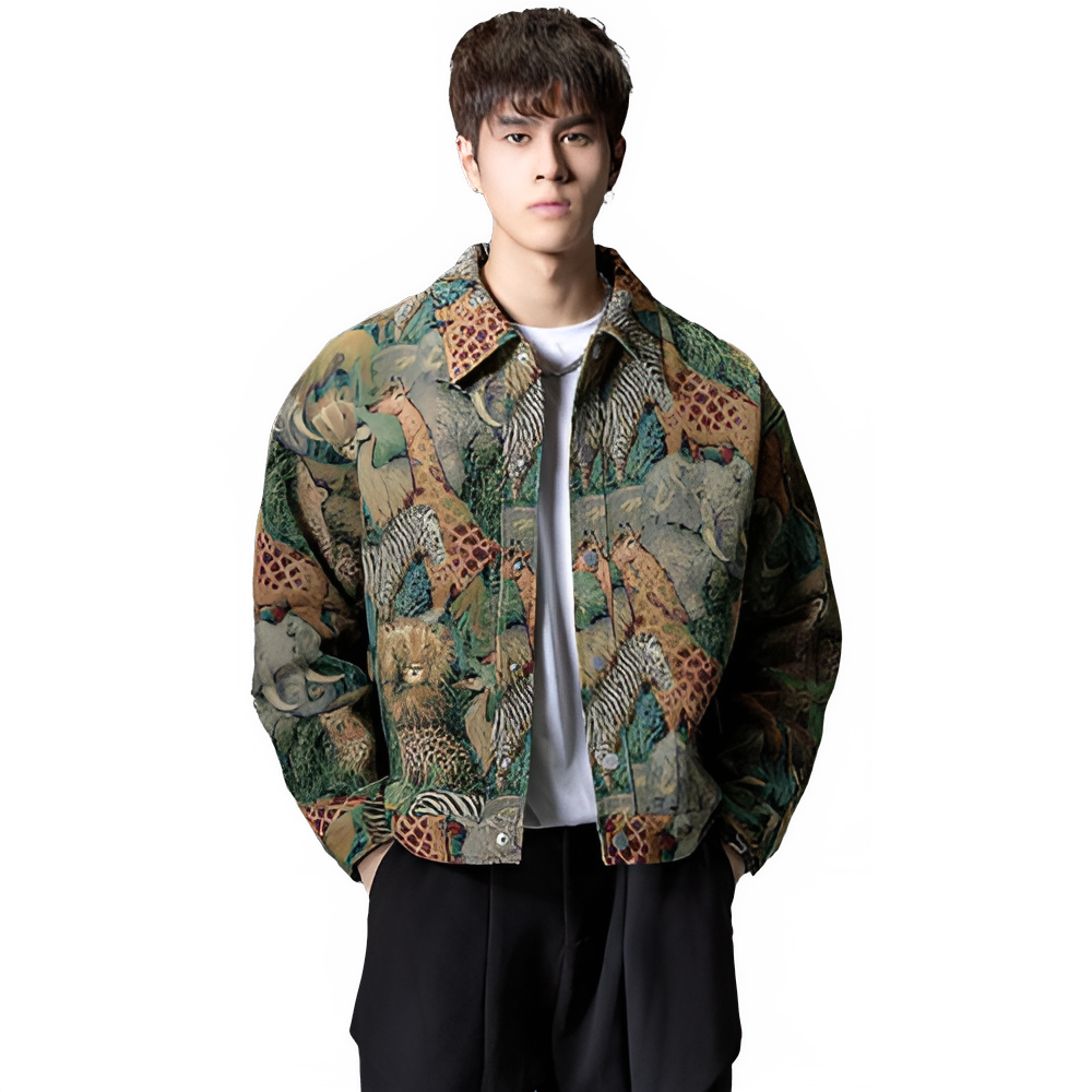 New Chinese Style Men's Clothing Trendy Casual Printed Jacket Men's Styles Domineering and Trendy Styles