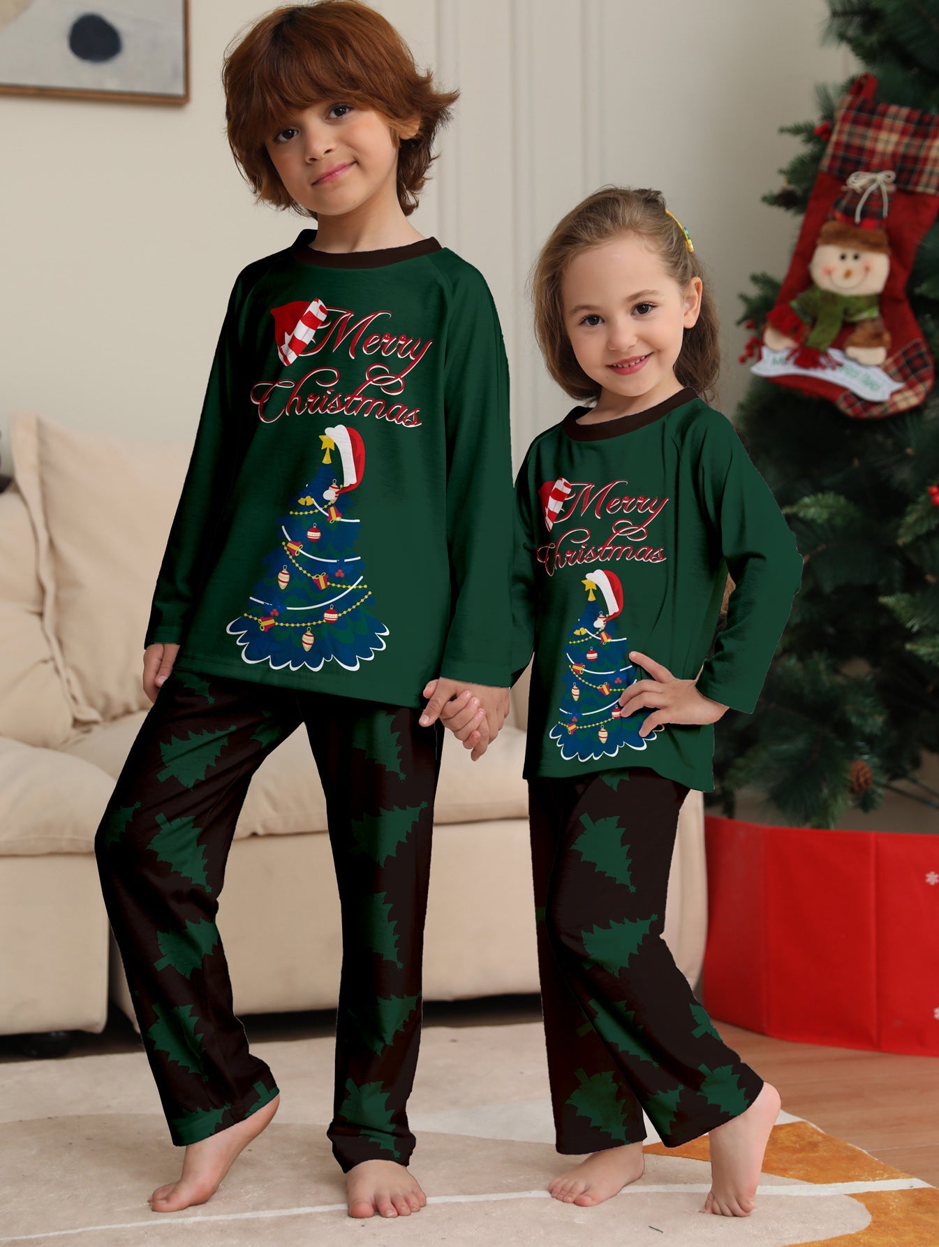 Tree Printed Long-sleeved Homewear Pajamas