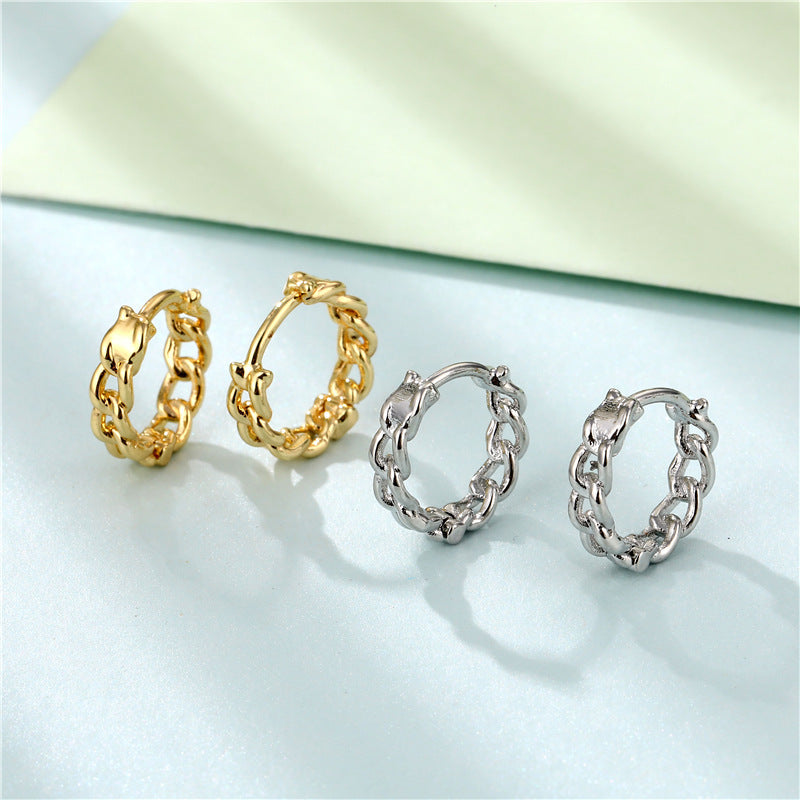 Glossy Chain Ear Clip Women's Simple Twist Earrings