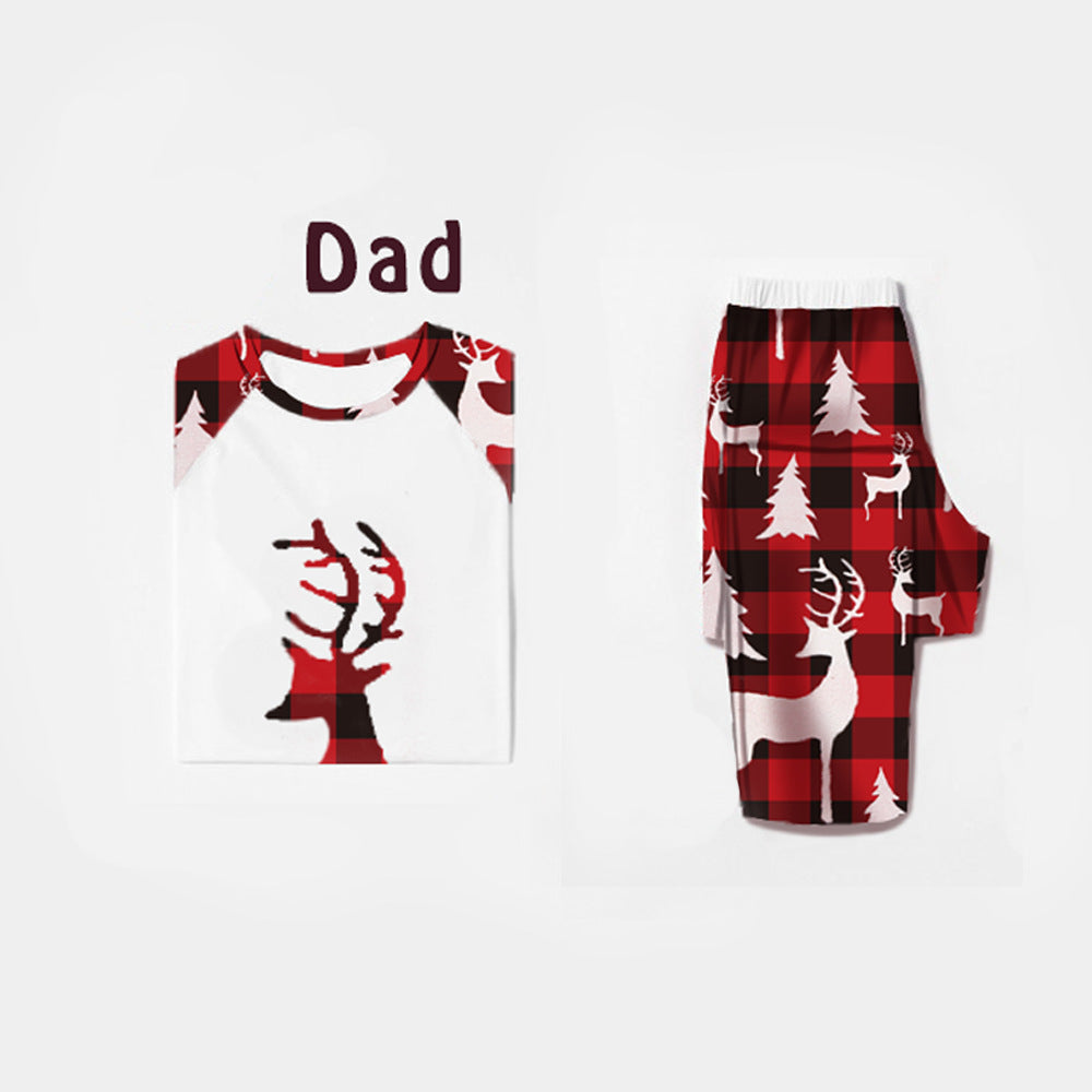 European And American Deer Head Print Parent-child Home Service Suit