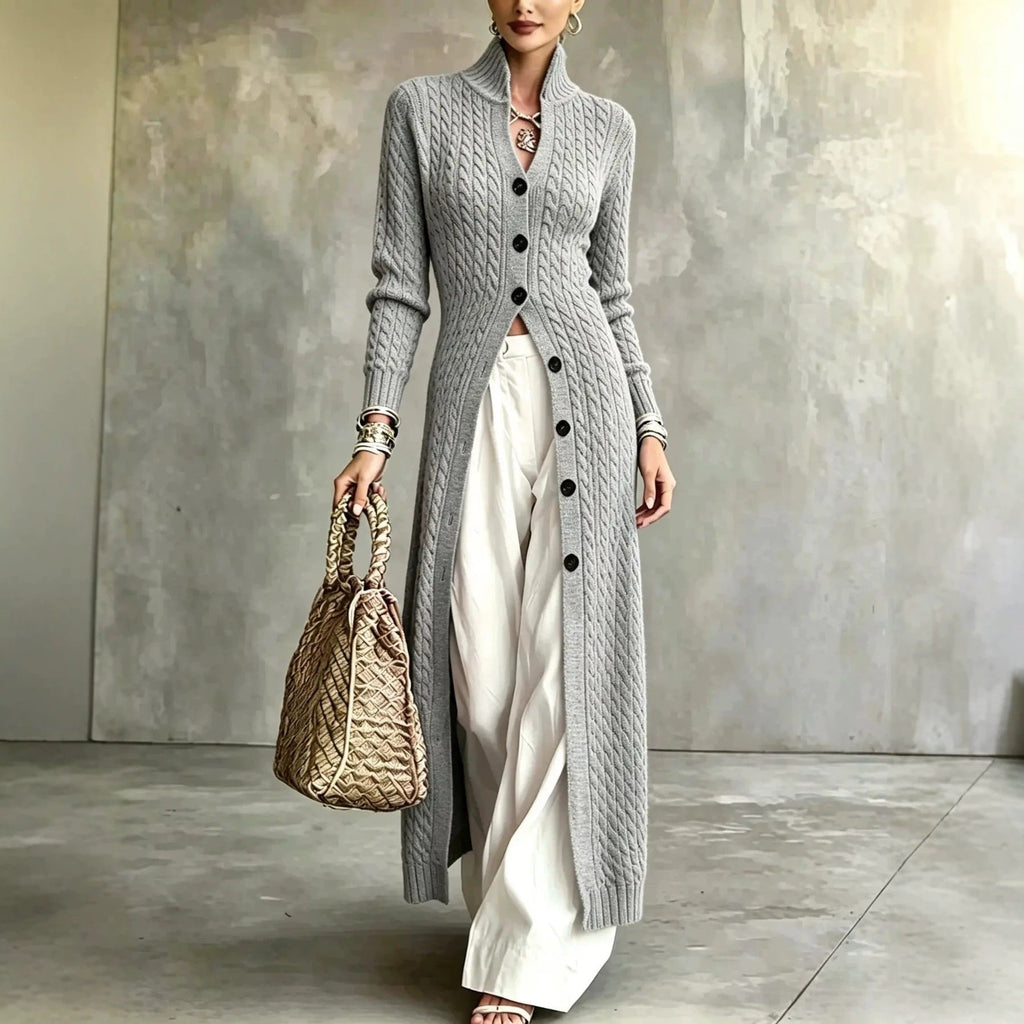 Women's Long Button-Front Knit Cardigan