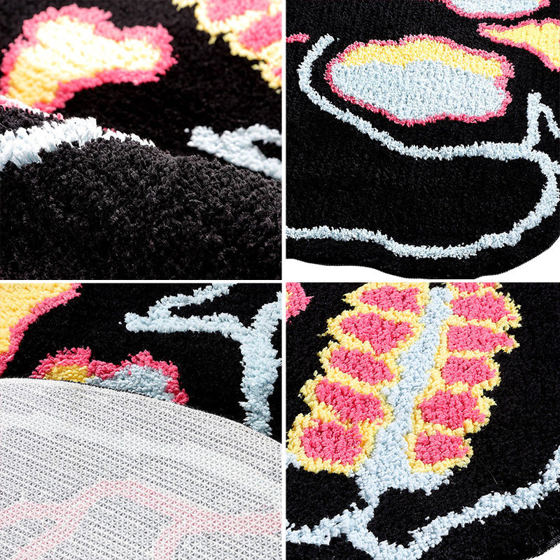 Special-shaped Fashion Black Skull Household Absorbent Non-slip Floor Mat