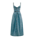 Women's Denim Buckle Midi Dress