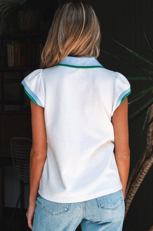Candace Ruffled Sleeve Collared Blouse