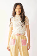 Davi & Dani Loose Turtle Neck Lace Mesh Lace Sheer Top