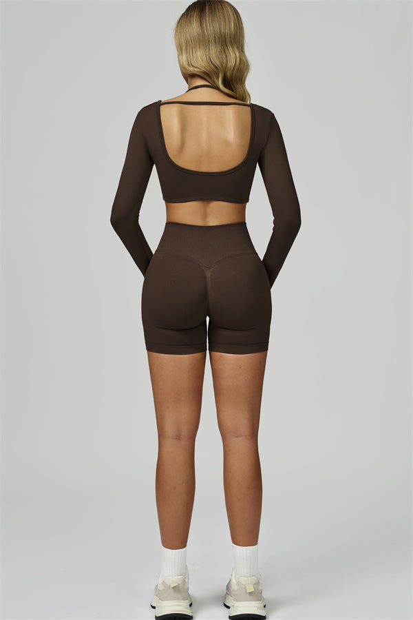 The Prime Long Sleeve Crop Top Shorts 2-Piece Set