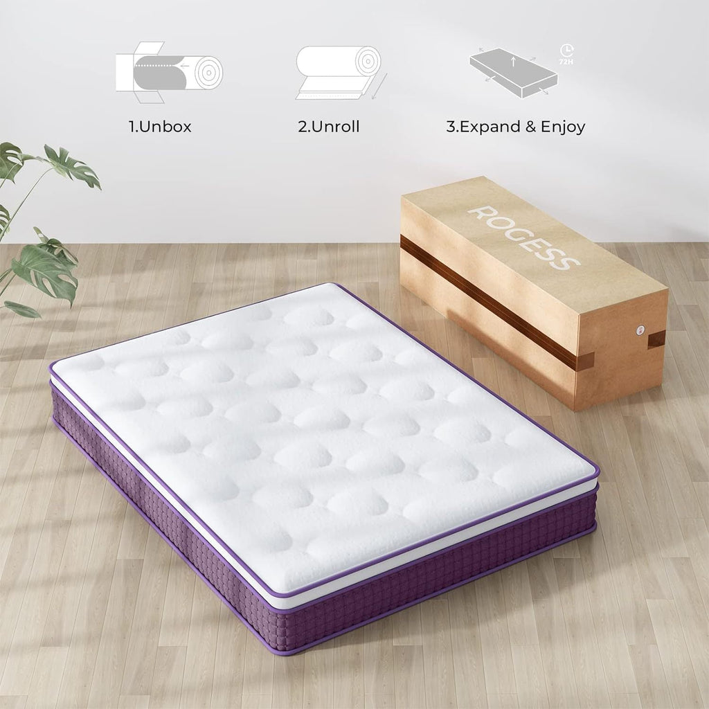 Spring-Loaded Hybrid Mattress 10 Inches helps relieve physical stress and promote deep sleep