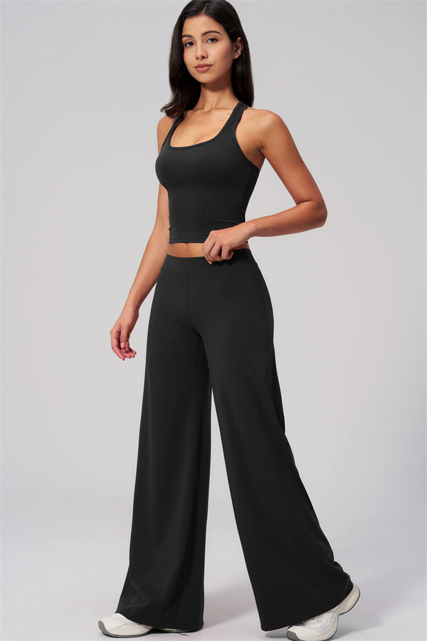 The Revive Crop Top Straight Leg Pants 2-Piece Set