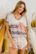 BiBi Leopard Stripe with Slub Terry Color Block T-Shirt