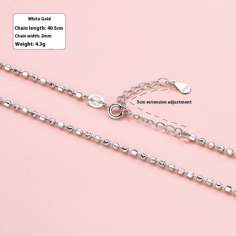 Sterling Silver Moon Beads Hexagon Beads Necklace For Women