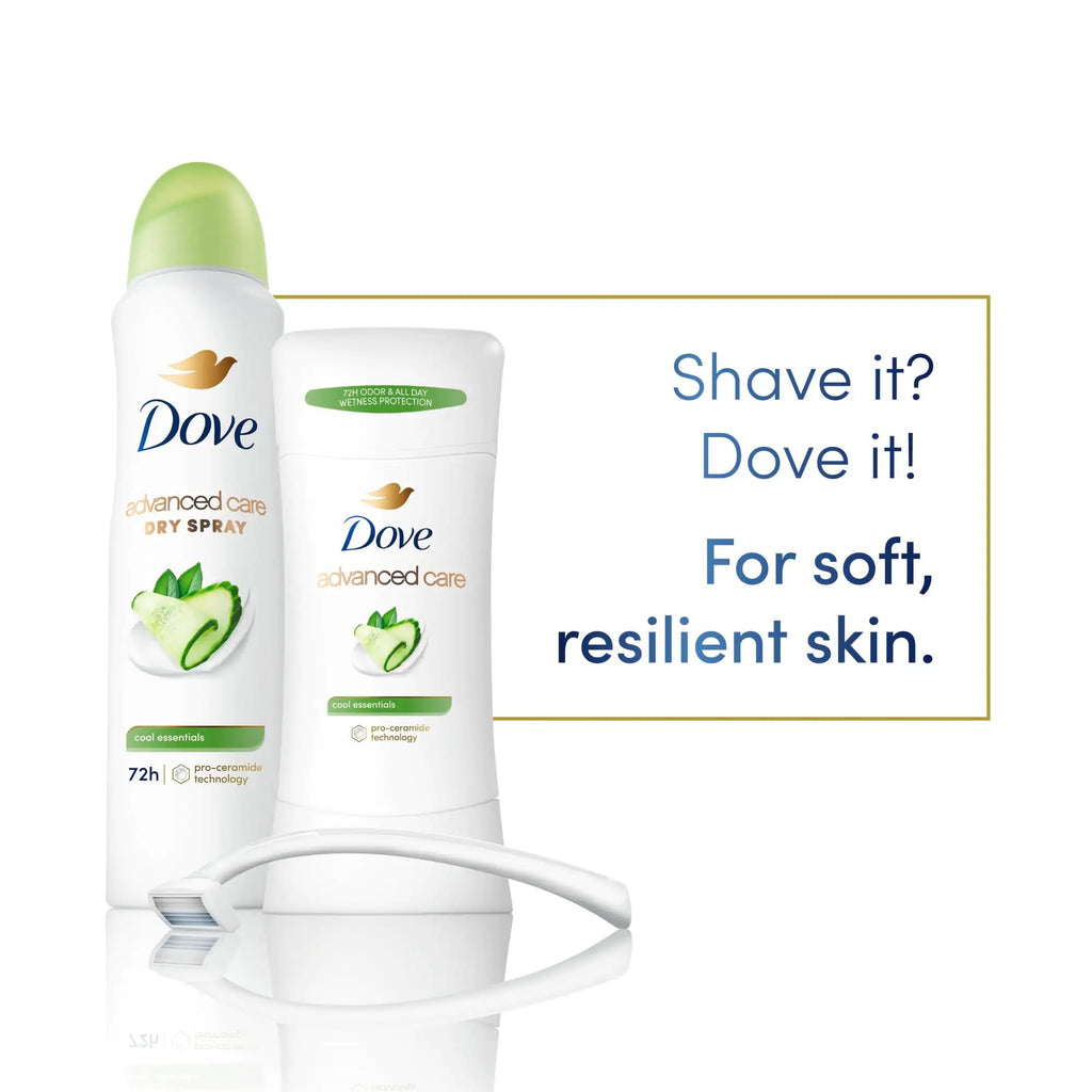 Dove Advanced Care Antiperspirant Deodorant Stick Cool Essentials 4 ct for helping your skin barrier repair after shaving 72 hour odor control and sweat protection with Pro Ceramide Technology 2.6 oz 2.6 Ounce (Pack of 4)