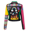 Trendy Color-blocked PU Leather Jacket for Women