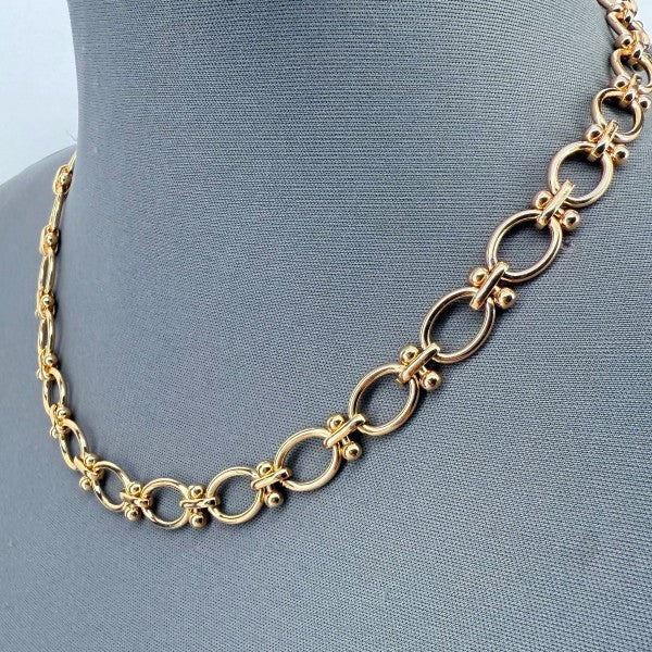 Gold Finish Tailored Paper Clip Necklace