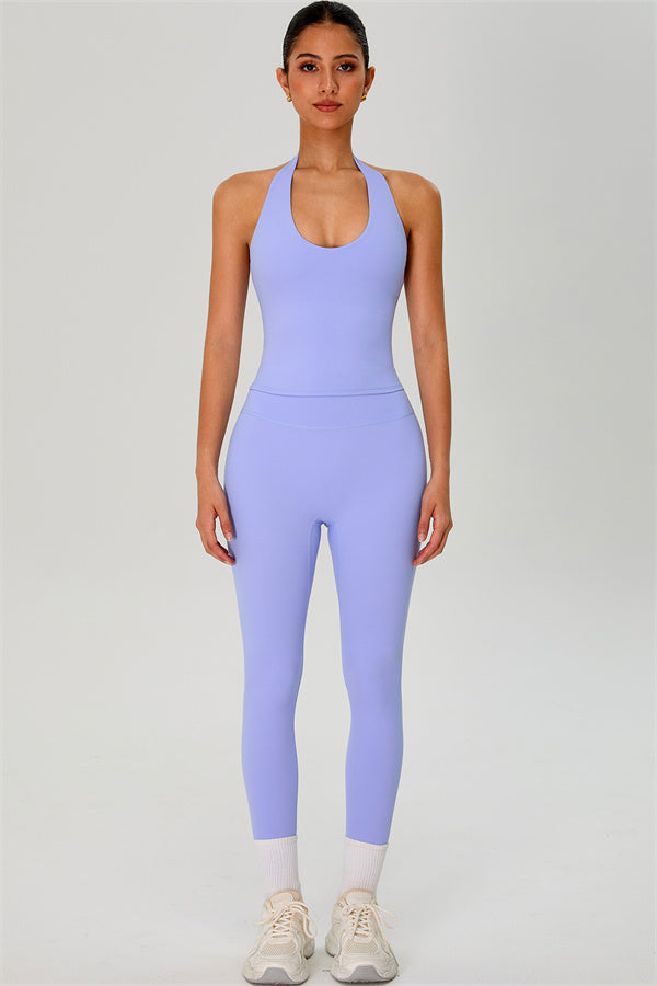 The Solid Halter Tank Top Leggings 2-Piece Set