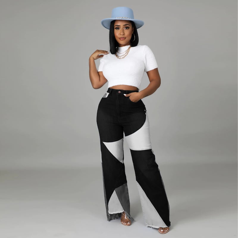 Summer New Women's Patchwork Denim Pants