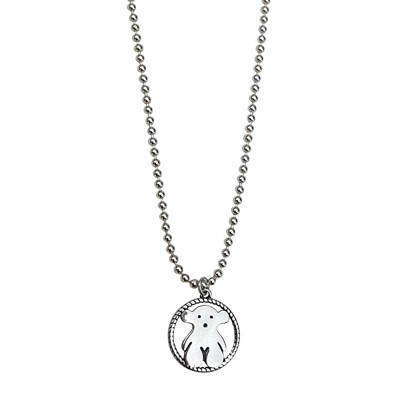 S925 Sterling Silver Bear Retro Necklace Women