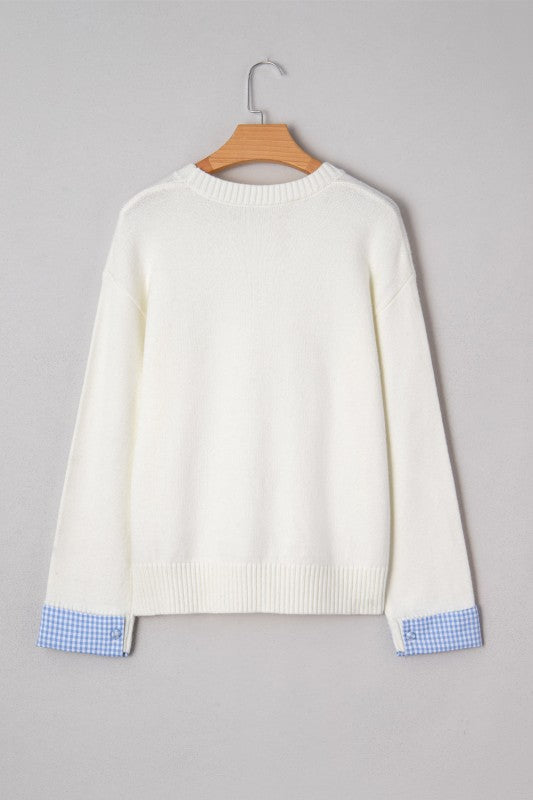 Valentines Gingham Heart Embroidered Crewneck Swea