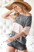 BiBi Triblend Knit with Leopard Block Out Stitching