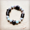 xxFrosted Aqua Terra and Wood Stretch Bracelet