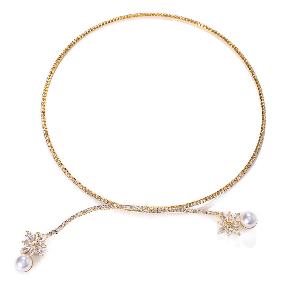 Vintage Pearl Zircon Fashion Necklace