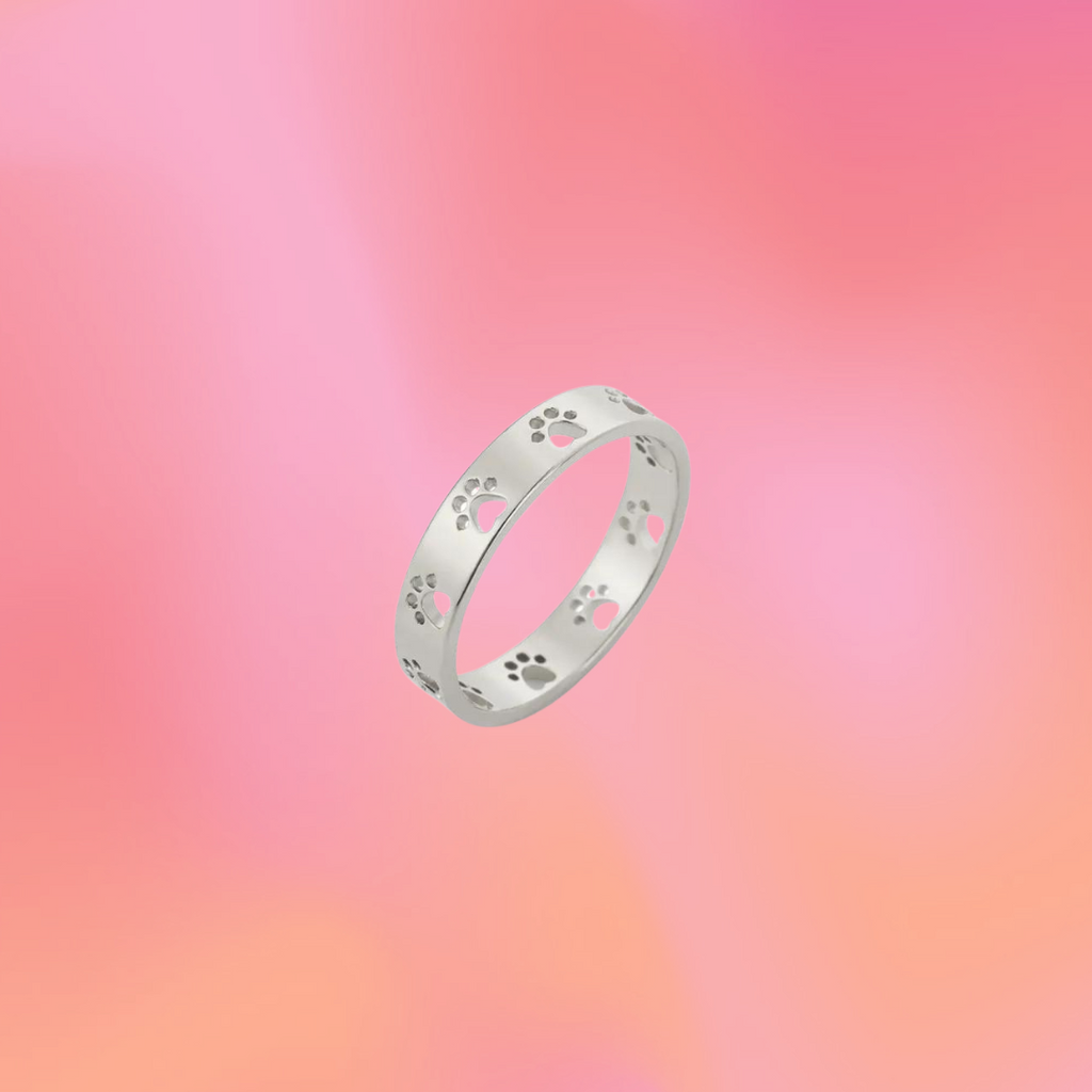 Paw Print Titanium Ring