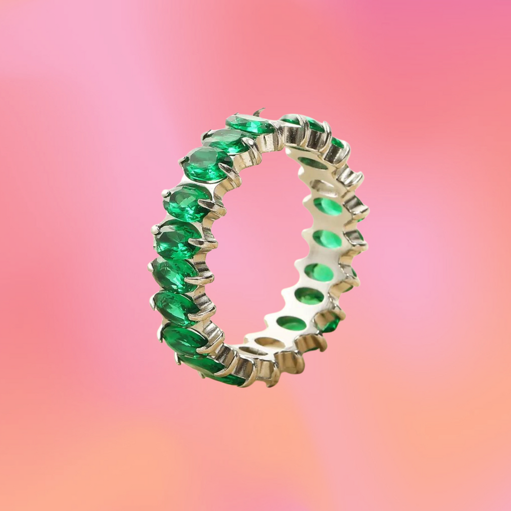 Green Gem Titanium Rings