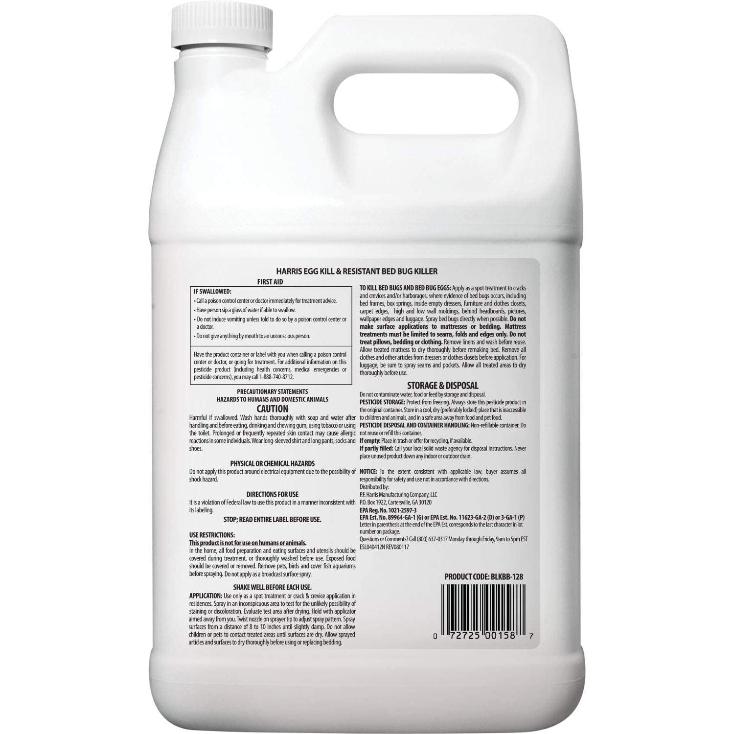 Harris Bed Bug Killer Extended Black Gallon Residual Spray Kills Resistant Bed Bugs & Eggs
