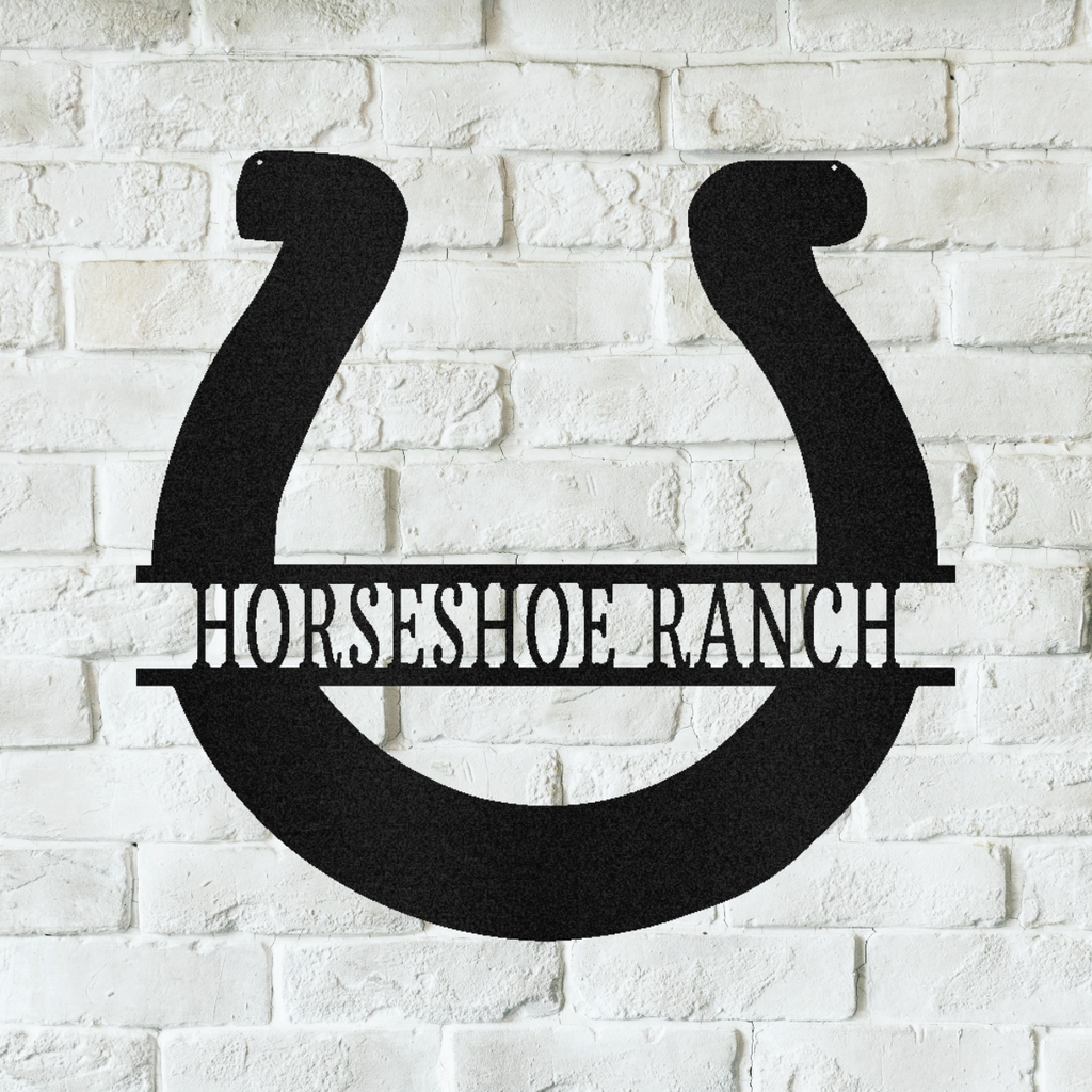 Personalized Minimalist Horseshoe Metal Sign - Custom Name Horse Wall Art