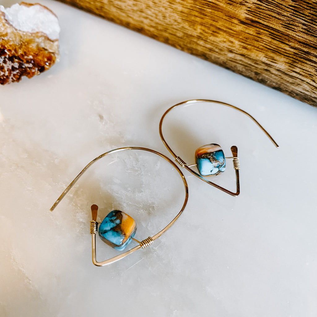 Spiny Oyster Turquoise Ear Threaders