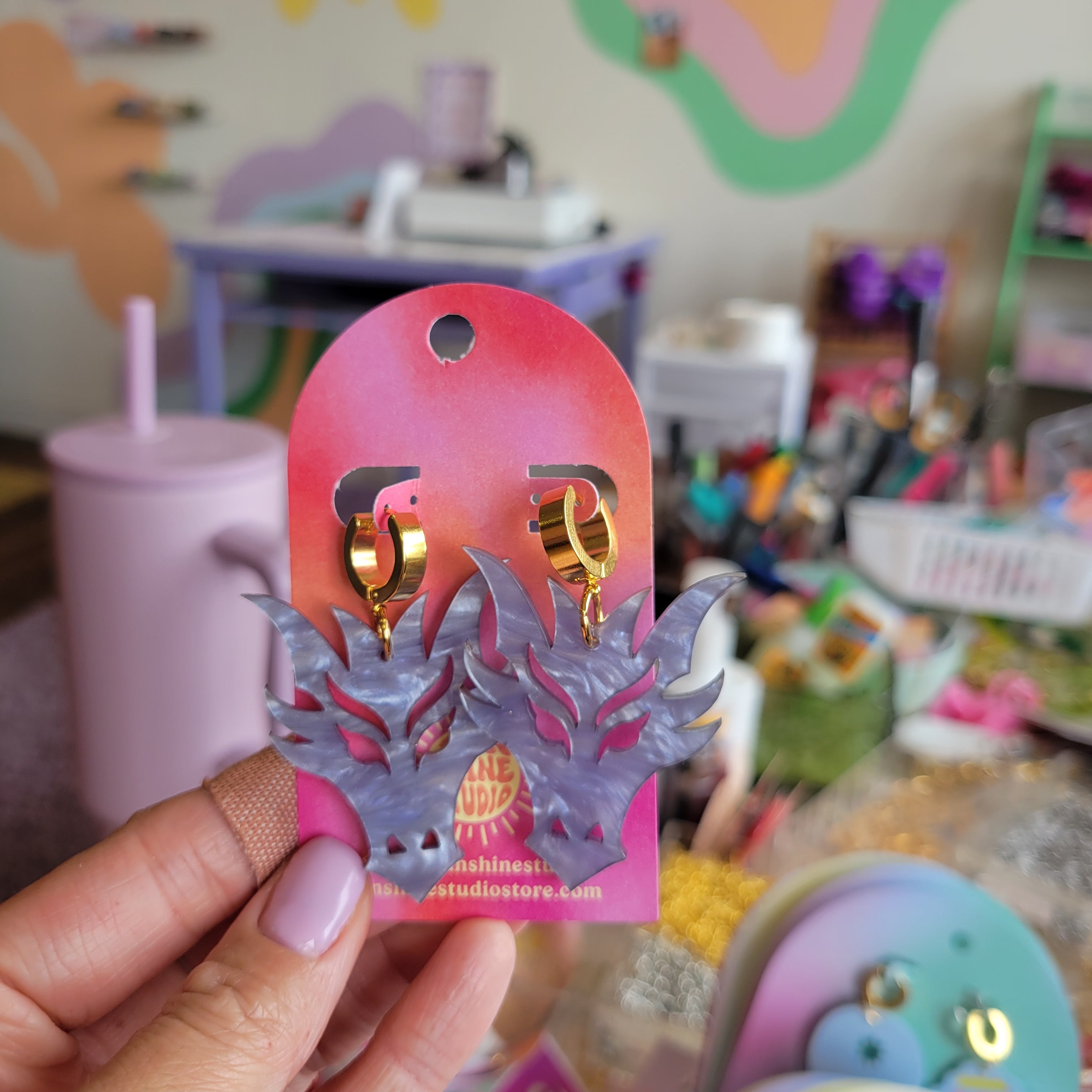 Fierce Dragon Acrylic Earrings