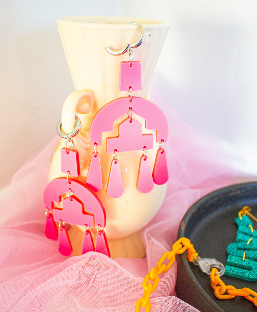 Pink Statement Earrings