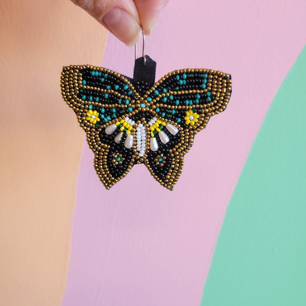 Beaded Butterfly Statement Earrings