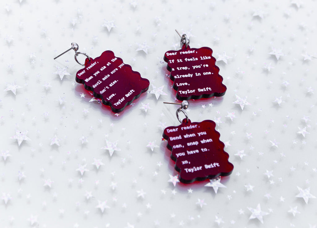 Dear Reader Taylor Swift Earrings