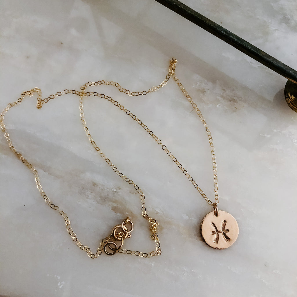 Astrology Hand Stamped Coin Necklace