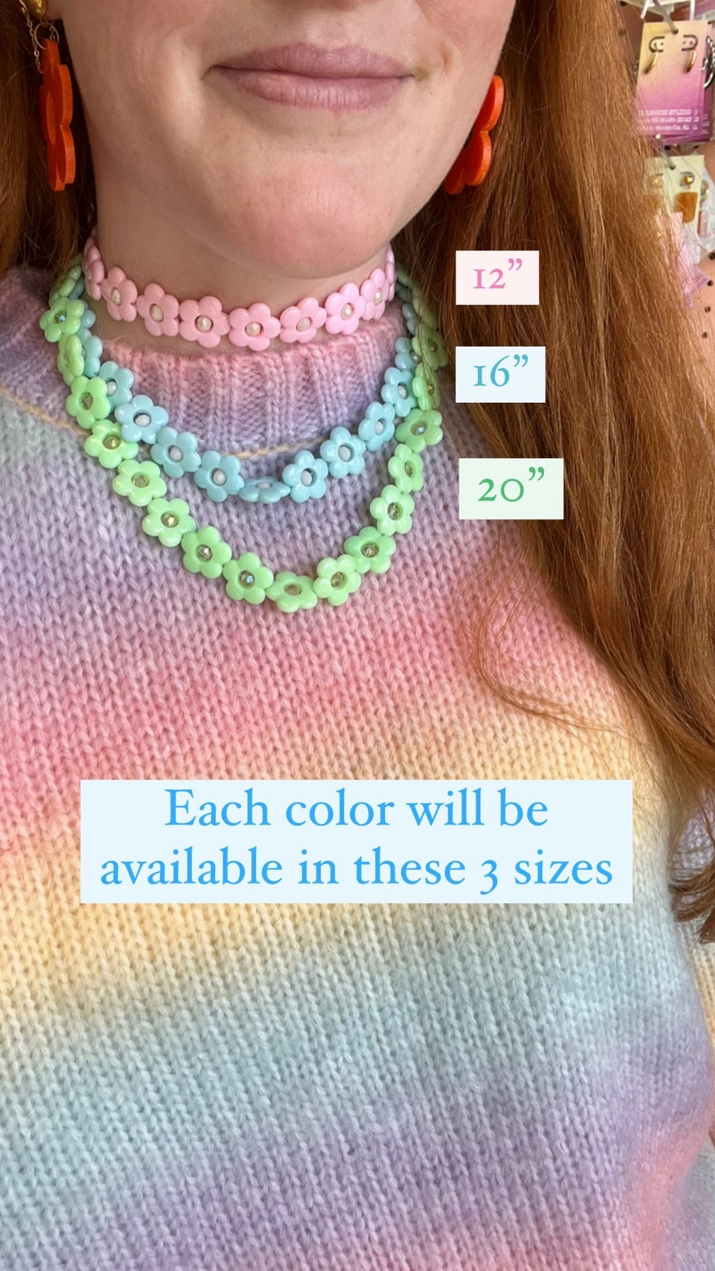 Blue Pastel Flower Necklace