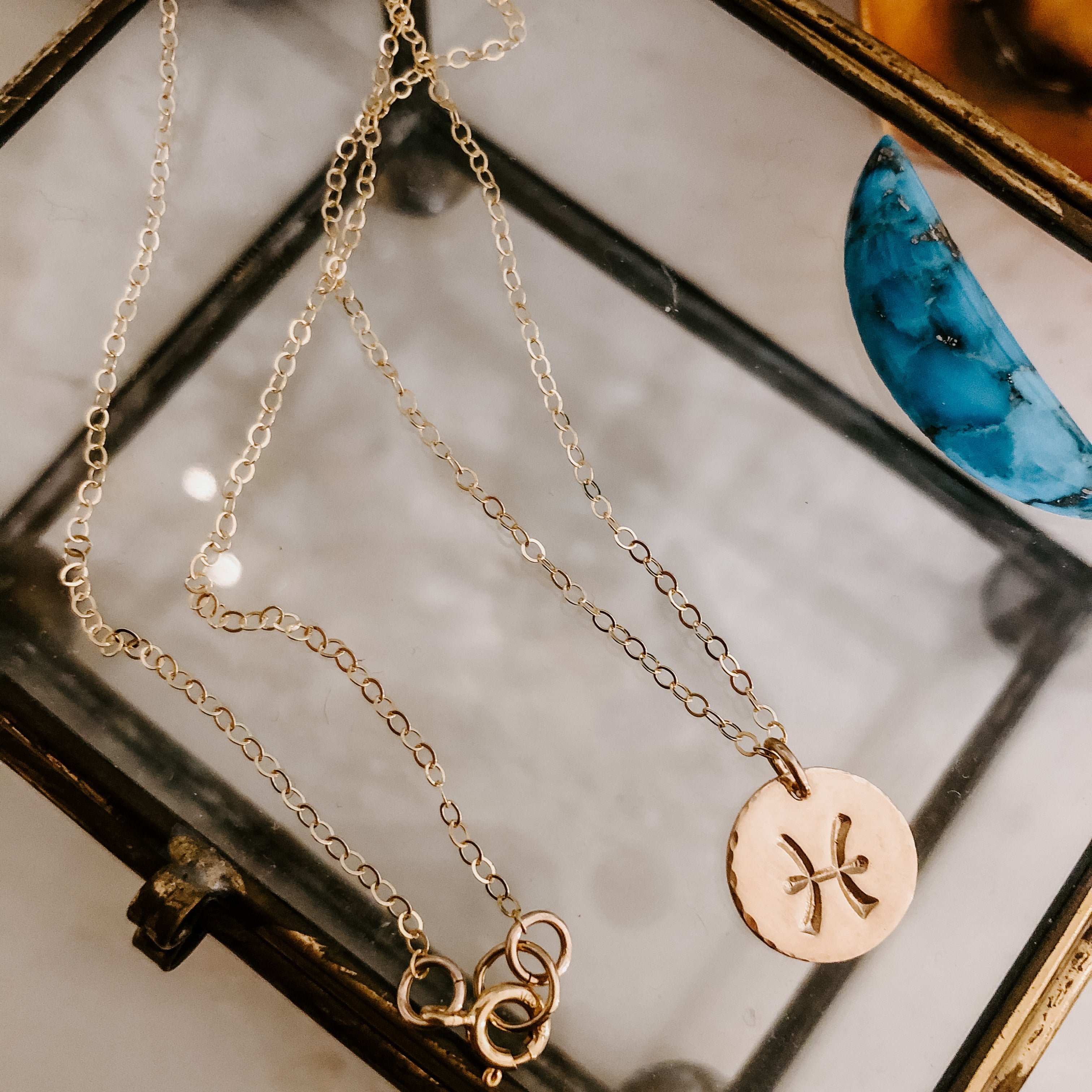 Astrology Hand Stamped Coin Necklace