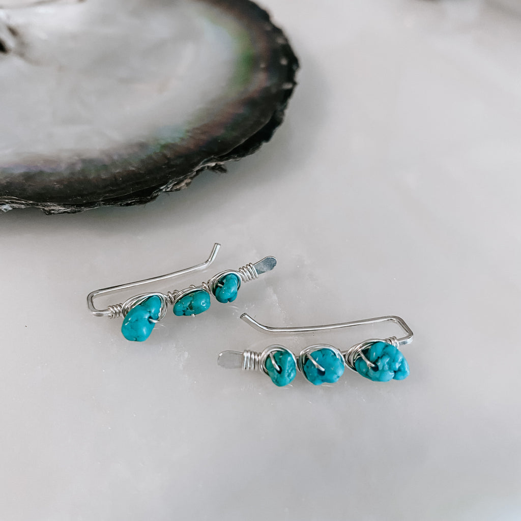 Kingman Turquoise Ear Climbers