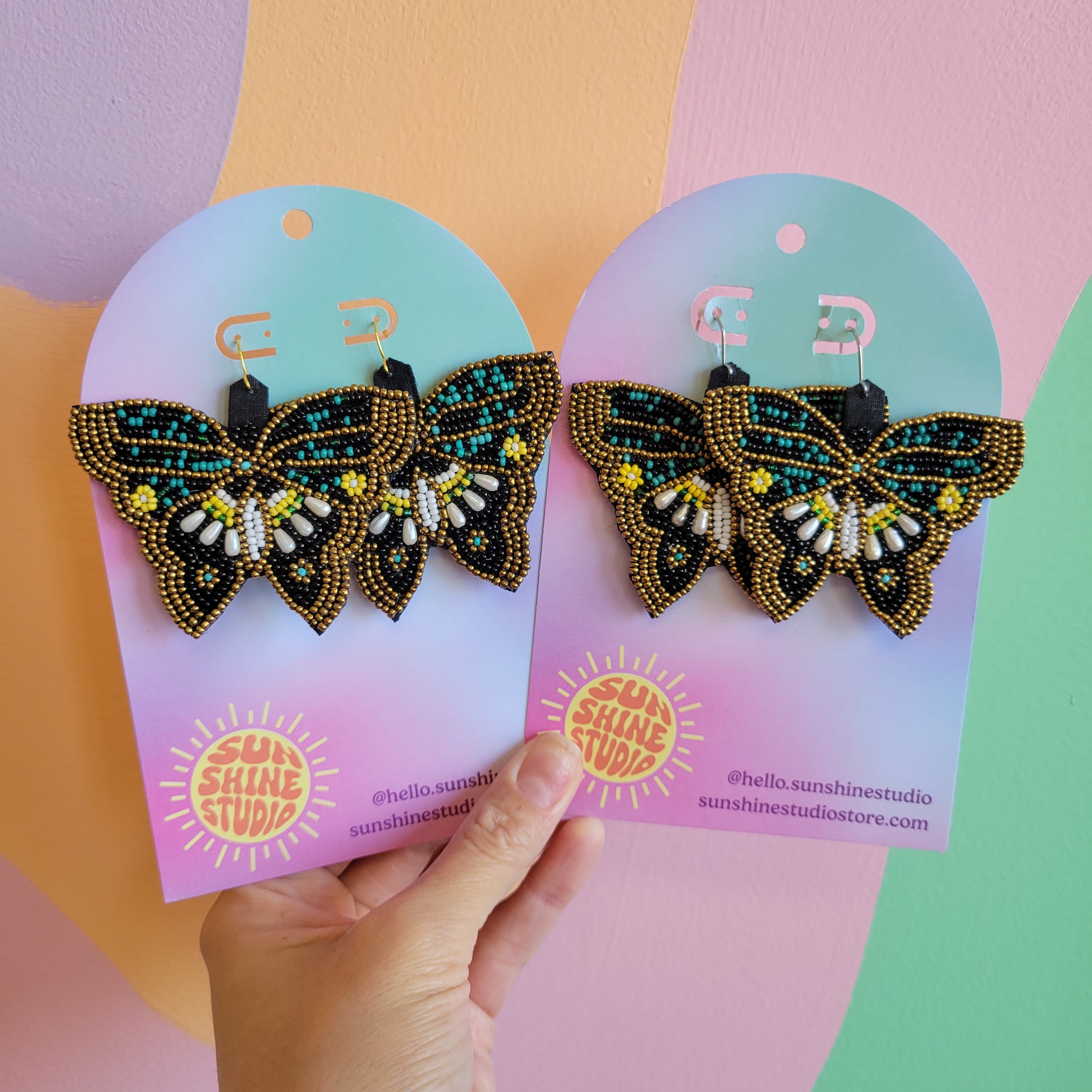 Beaded Butterfly Statement Earrings