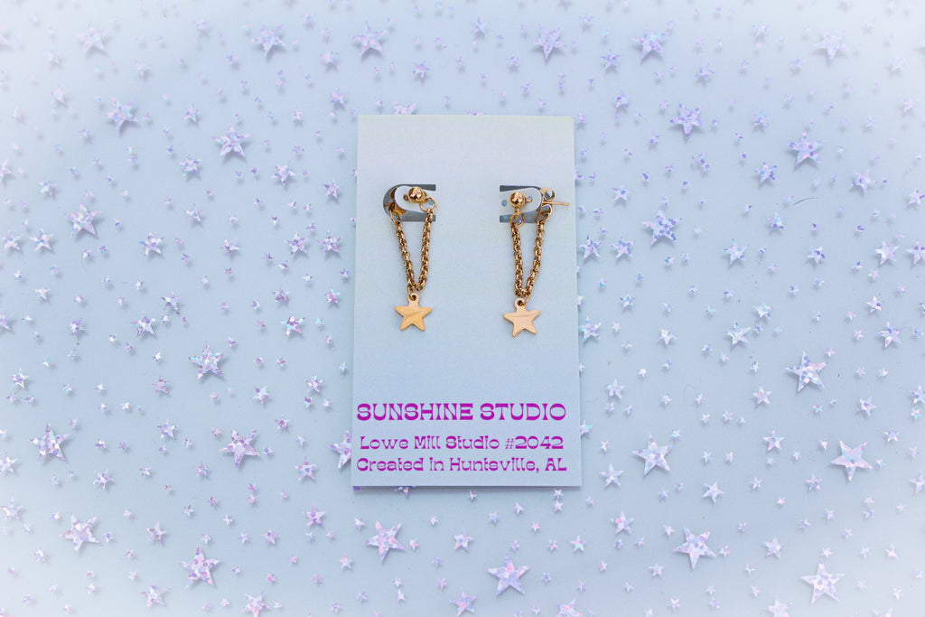 Eyes Full of Stars Titanium Chain Earrings