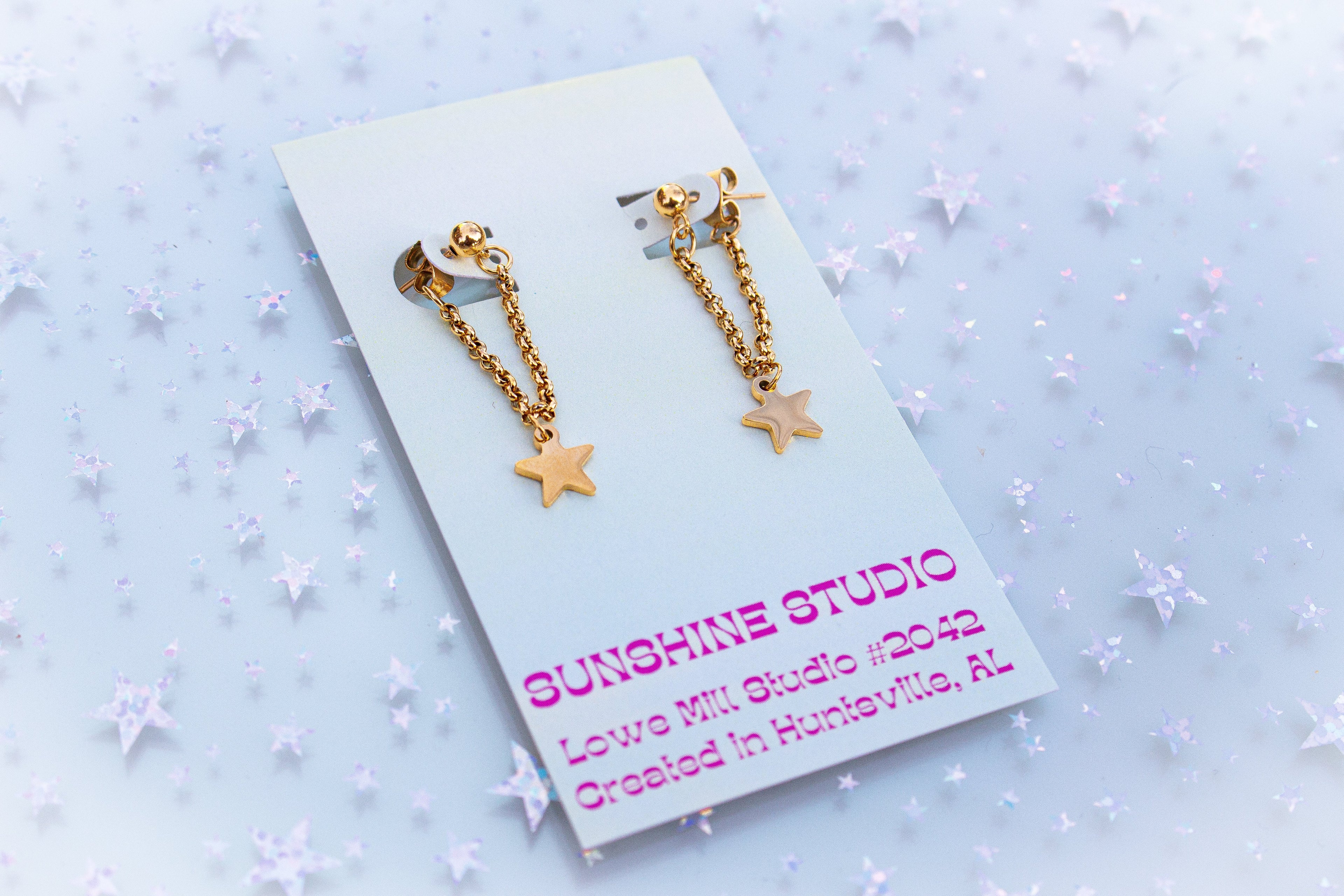 Eyes Full of Stars Titanium Chain Earrings