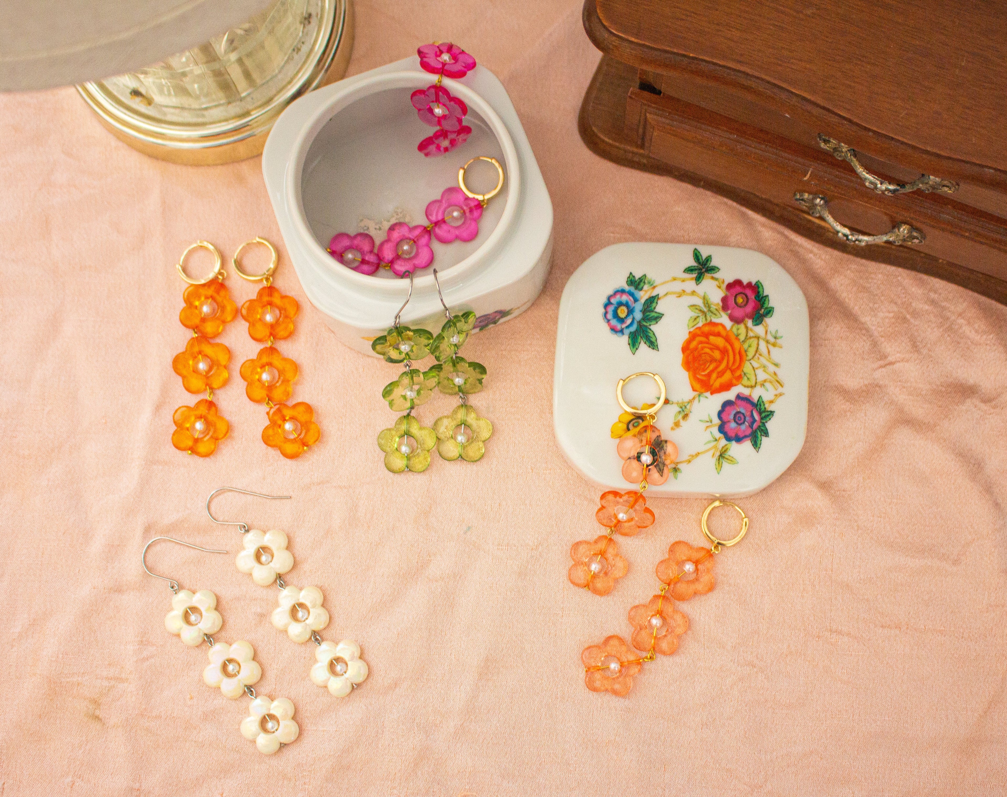 Summer Flower Acrylic Dangle Earrings
