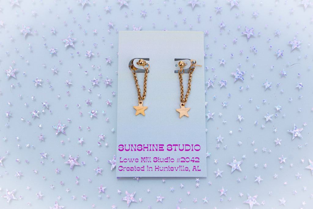 Eyes Full of Stars Titanium Chain Earrings